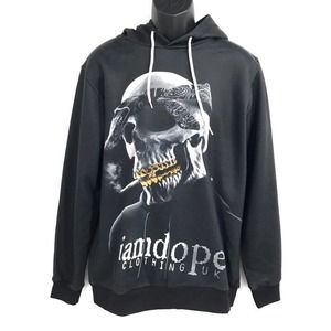 Iamdope Clothing UK Mens Graphic Hoodie Black Skull Long Sleeve Pullover M New